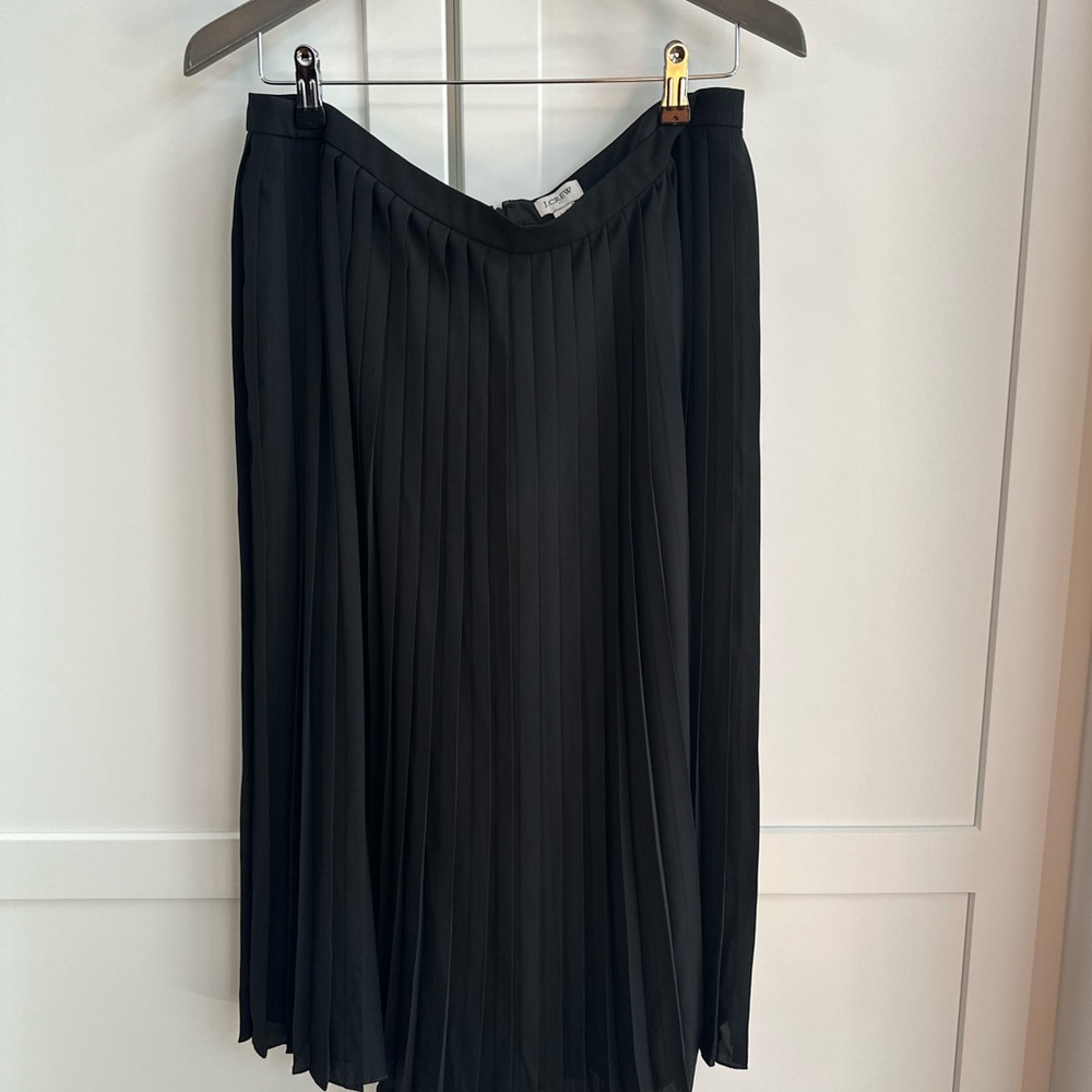 J. Crew Black A-Line Pleated Midi Skirt